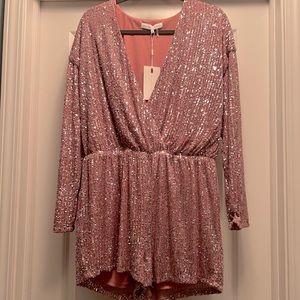 NWT Pink Sequin Romper Size Large